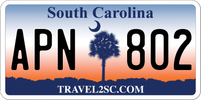 SC license plate APN802