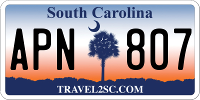 SC license plate APN807