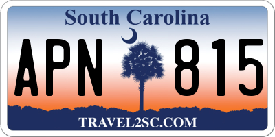 SC license plate APN815