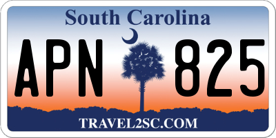 SC license plate APN825