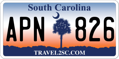 SC license plate APN826