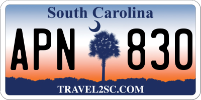 SC license plate APN830
