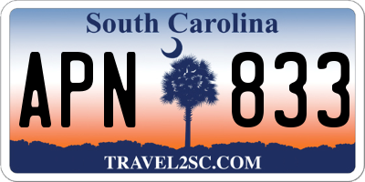 SC license plate APN833