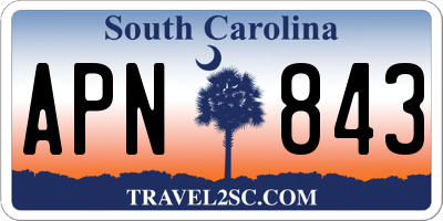 SC license plate APN843