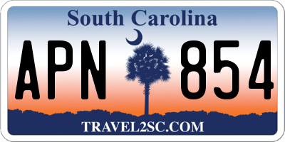 SC license plate APN854