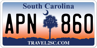 SC license plate APN860