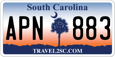 SC license plate APN883