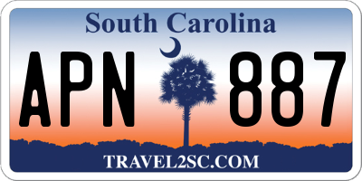 SC license plate APN887