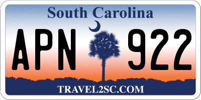 SC license plate APN922