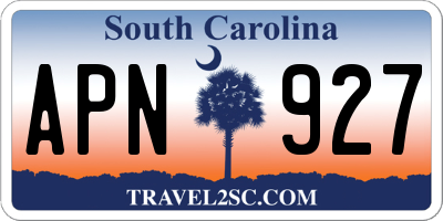 SC license plate APN927