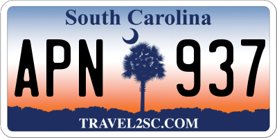 SC license plate APN937