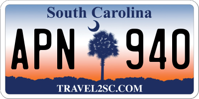 SC license plate APN940