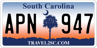 SC license plate APN947