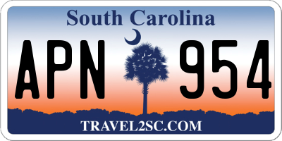 SC license plate APN954