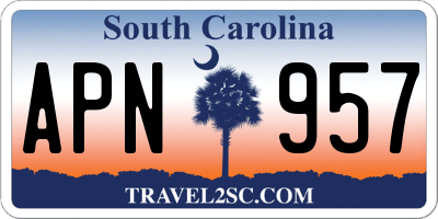 SC license plate APN957