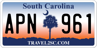 SC license plate APN961