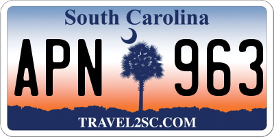 SC license plate APN963