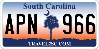 SC license plate APN966