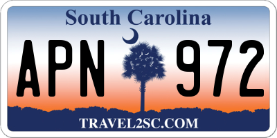 SC license plate APN972