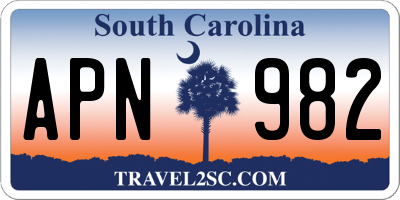 SC license plate APN982