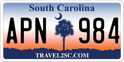 SC license plate APN984