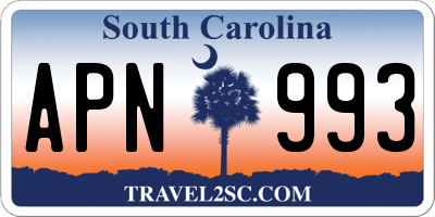 SC license plate APN993