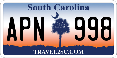SC license plate APN998