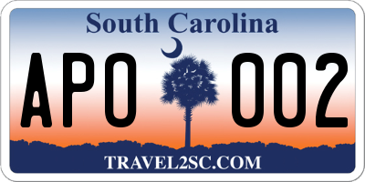 SC license plate APO002