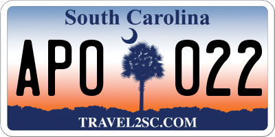 SC license plate APO022