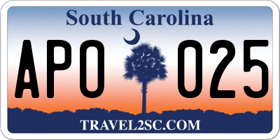 SC license plate APO025