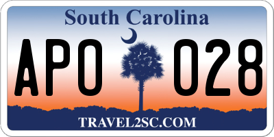 SC license plate APO028