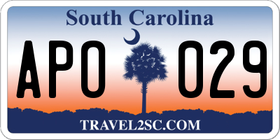 SC license plate APO029