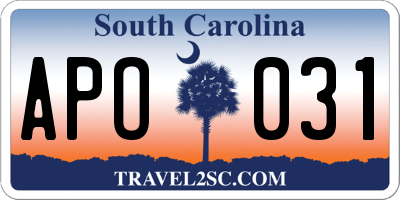 SC license plate APO031