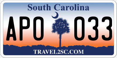SC license plate APO033