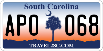 SC license plate APO068
