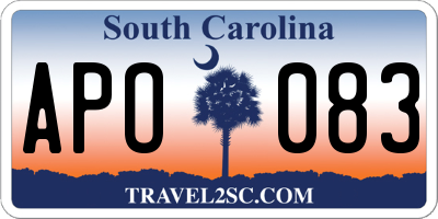 SC license plate APO083