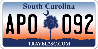 SC license plate APO092