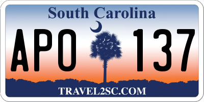 SC license plate APO137
