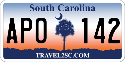 SC license plate APO142
