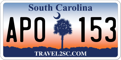 SC license plate APO153