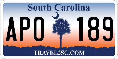 SC license plate APO189
