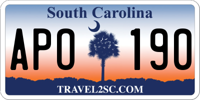 SC license plate APO190