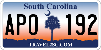 SC license plate APO192
