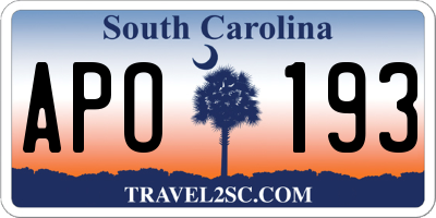 SC license plate APO193