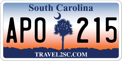 SC license plate APO215