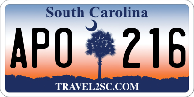 SC license plate APO216