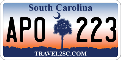 SC license plate APO223