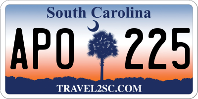 SC license plate APO225