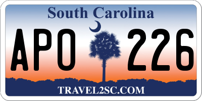 SC license plate APO226