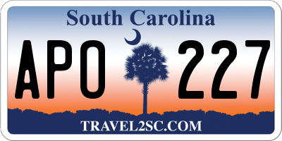 SC license plate APO227